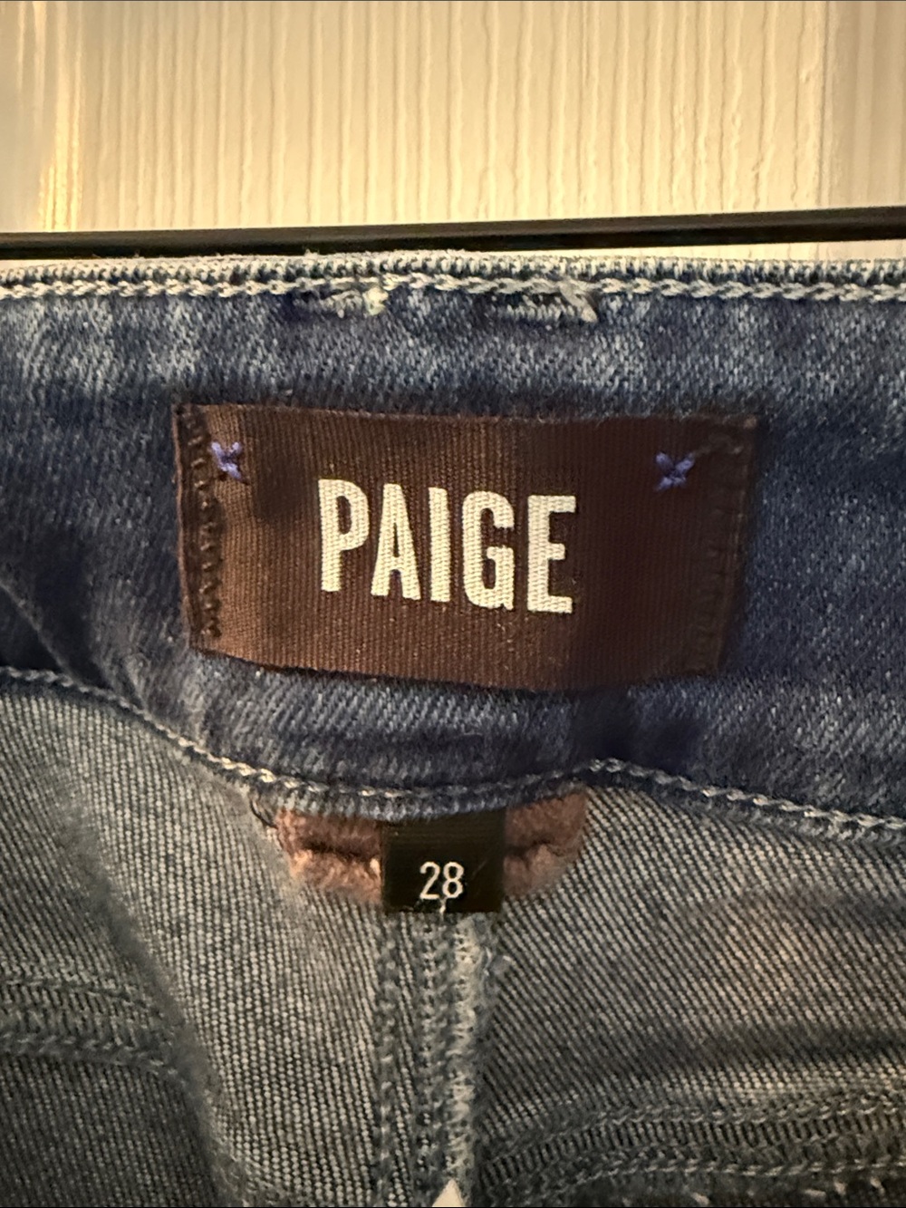 PAIGE High-Rise Wide-Leg Jeans in Medium-Dark Blue with Silver Buttons - Picture 2 of 2